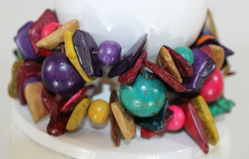 Multicolor Thin Wood Chip Shapes Beads Stretch Bracelet Complement Many Outfits - Imagen 4 de 4