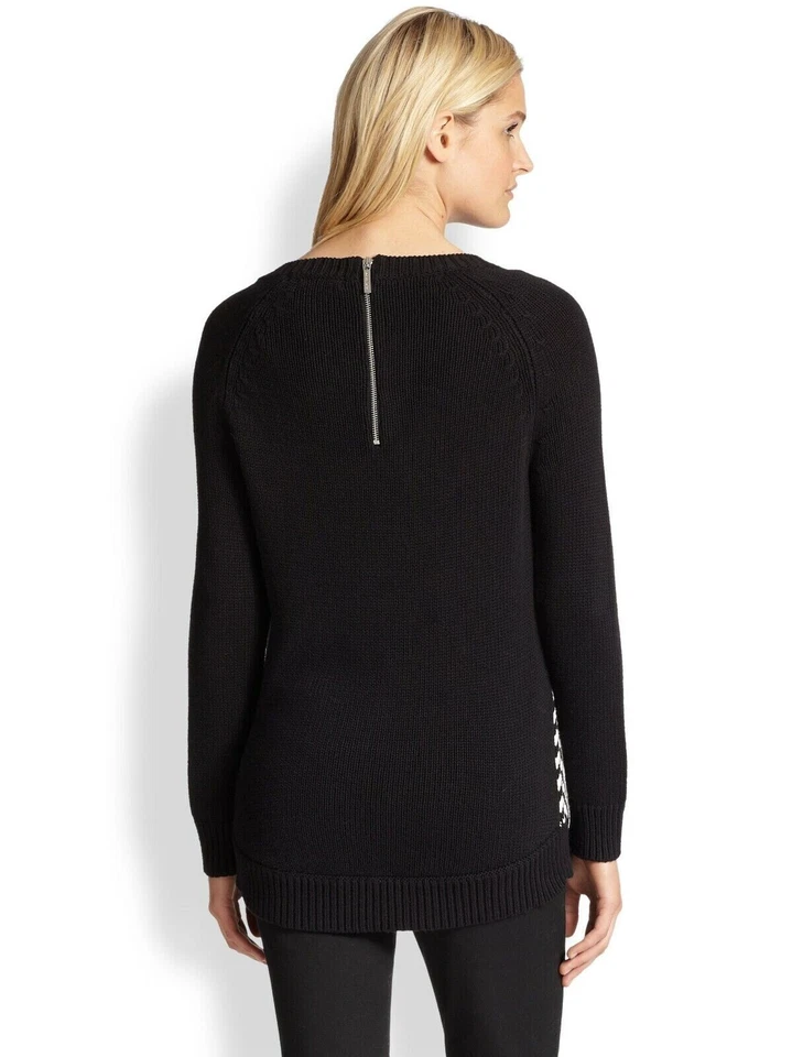 Suéter Pullover Michael Kors Espiga Pesado Mangas Largas Negro Para Mujer Pequeño Foto 3 de 4