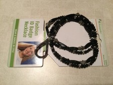 Lanyard, black beaded, new in the pack, for ID.