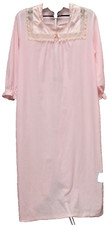Vintage Dreamwear Lingerie Pretty Pink Lace Trim long Nightgown Size Large