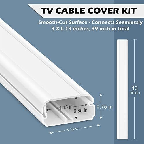 TV Cord Hider - 39in(3xL13in) Cord Covers for Wall Mounted TV Cable Hider Wall K - Picture 4 of 6