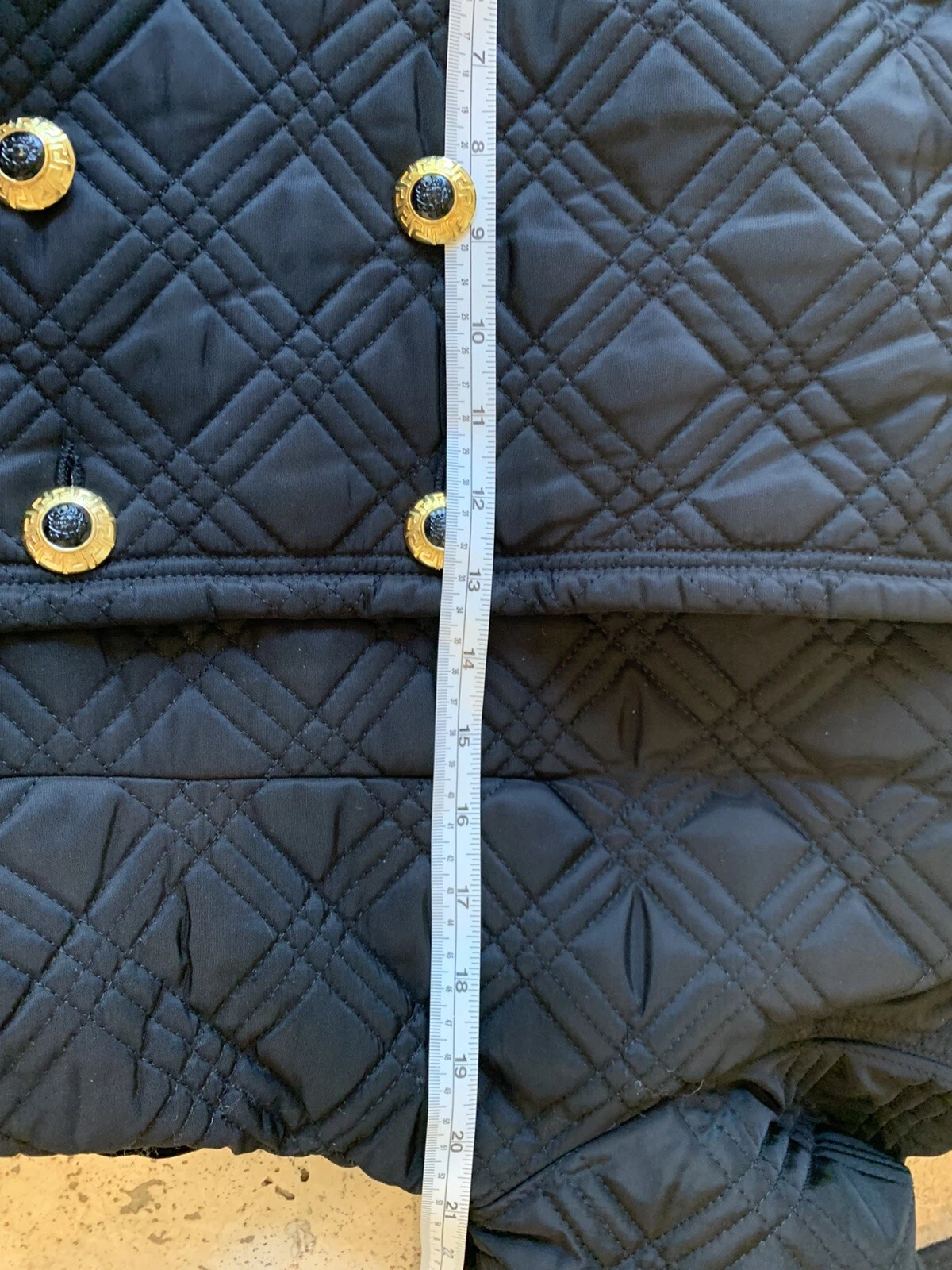 Versace cappotto nero trapuntato con cappuccio (L)