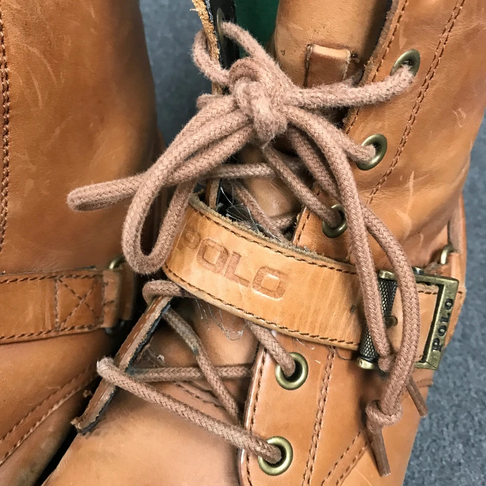 Hombres 12 D Polo Por Ralph Lauren Cuero Marrón Con Cordones Country Ranger Botines Foto 2 de 4