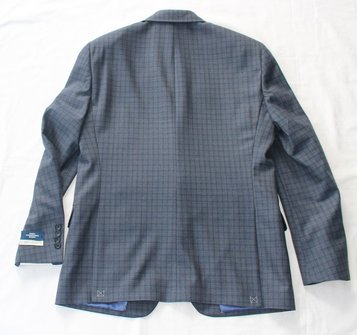 New Hart Schaffner Marx SUIT Men's 40 Reg 40R Blue Check NEW YORK FIT Guabello