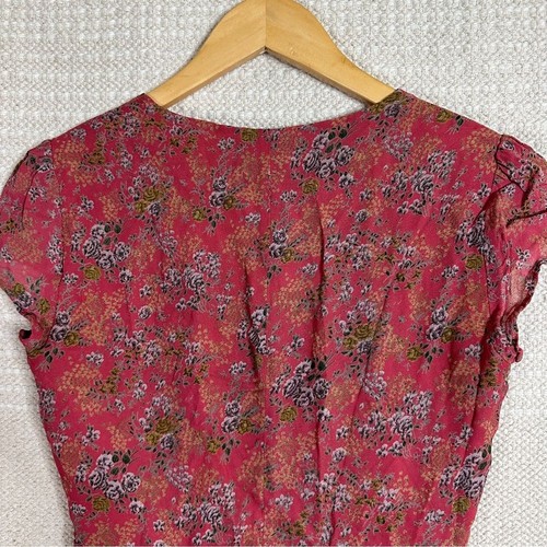 REFORMATION red floral Keene button front mini dress 4 - Picture 8 of 10