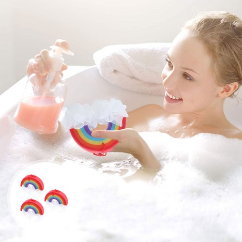 3 Stück Regenbogen Badeblume bunte Badeschwämme Körperpeeling