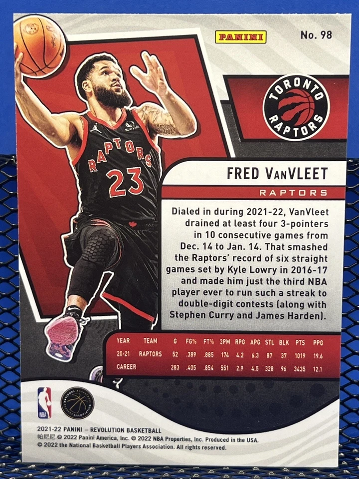 2021-22 Panini Revolution FRED VANVLEET Base 98 Toronto Raptors - Image 2 of 2