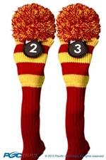 New 2 pc RED YELLOW 2 3 retro KNIT Hybrid Rescue golf club headcover Head cover