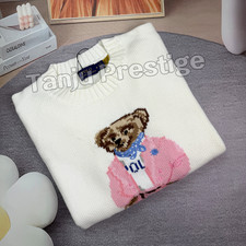 POLO RALPH LAUREN White Polo Bear Crewneck Sweater Women s Large