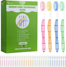 36 PCS Individually Wrapped Bulk Toothbrushes, Colorful Manual Disposable Travel