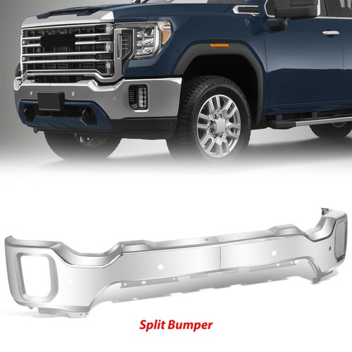 Chrome Steel Front Bumper For 2020-2023 GMC Sierra 2500HD 3500HD W/Sensor Holes