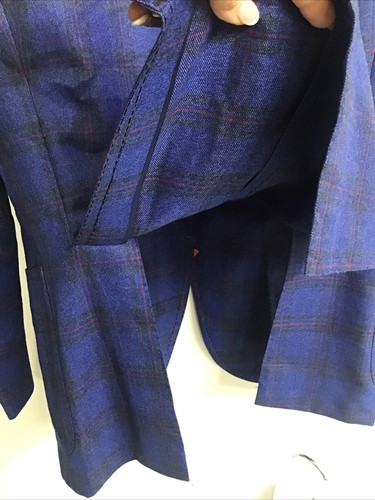 cesare attolini blazer Royal Blue Window Pane, Cashmere, Single Breast Size 39 - Picture 12 of 13