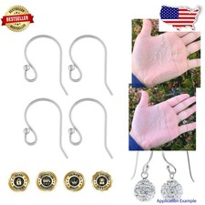 50pcs Sterling Silver Fish Hook Ear Wires 20mm Polished Hypoallergenic Findings