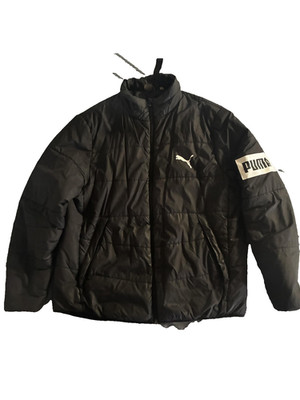 Puma Jacket Mens XL Black Warm Puffer Quilted Full Zip Logo Sleeve 580624-01