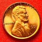 1951-P Lincoln Wheat Cent Penny GEM RED BU From an Original Bank Roll