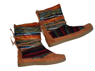 Toms Rust Suede Nepal Yarn Mid Boot Womens 8 Fleece Lined Multicolor Pull On