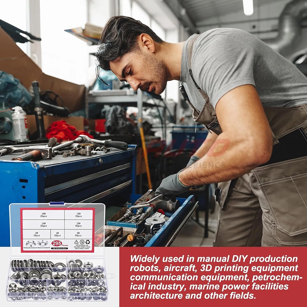 295Pcs Finishing Washer Countersunk Set Cup Washers Kit Stainless Steel 4#-16#