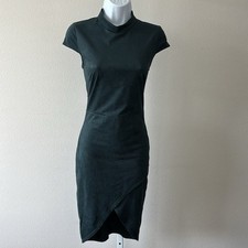 Mock Neck Dress S Cap Sleeve Waist Tie Tulip Hem Quiet Luxury Parisian Old Money