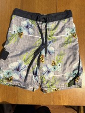 OP Mens Board Shorts Size 32-34 Floral Hawaiian Surf Lined Swim Trunks Tropical