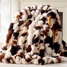 Anysay Faux Fur Throw Blanket 1000Gsm Fluffy Soft Bubble Blanket For Couch Bed