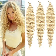 Jiefeng Braiding Hair Beige 22 Inch 3 Bundles Deep Wave Bulk Hair Extensions