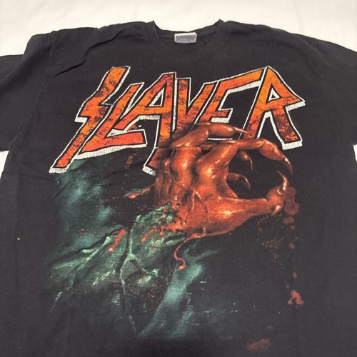 T-shirt Slayer 00s vintage L stampa all over Mano di Satana TAGLIA LARGE - Foto 2 di 4
