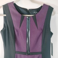 Tahari Arthur S. Levine Plum Purple Black Colorblock Sheath Dress NWT