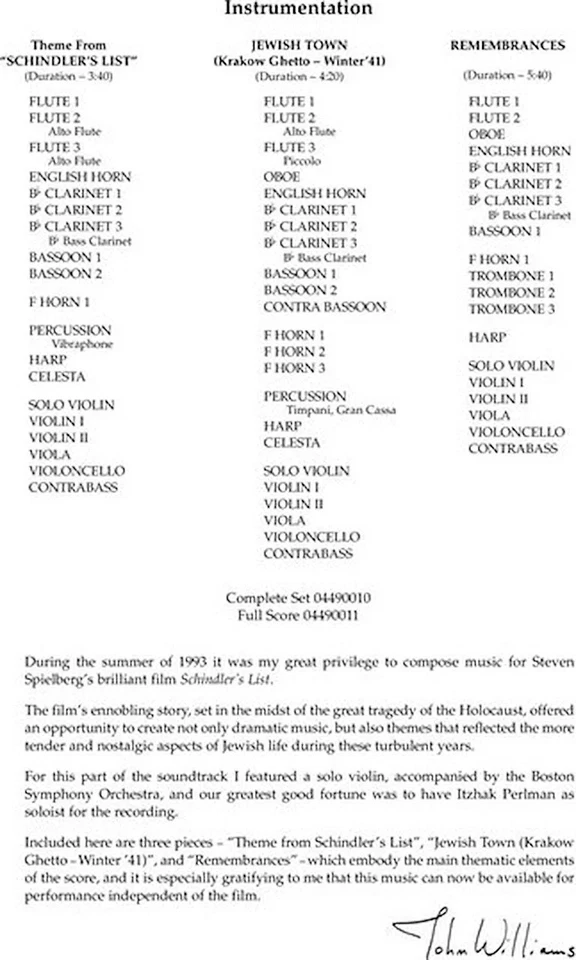 Three Pieces from Schindler's List - (Solo Violin and Orchestra) - Image 4 of 4