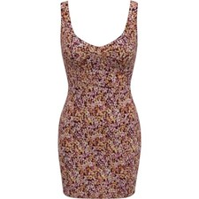 Reformation Mini Dress L Pink Floral Sleeveless V-Neck Flowy skirt Boho Festival