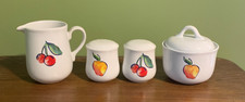 Corelle Cordinates Salt & Pepper Shakers with Sugar and Creamer Fruit Basket