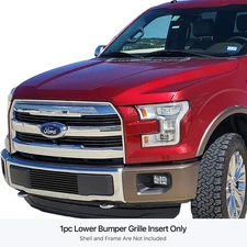 For Ford F-150 15-17 APG 1-Pc Black 8x6 mm Horizontal Billet Bumper Grille