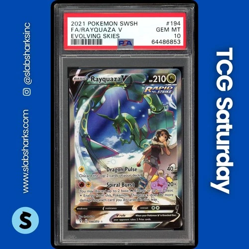 2021 POKEMON SWSH EVOLVING SKIES #194/203 RAYQUAZA V ALTERNATE FULL ART PSA 10