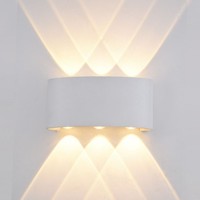 Weiß Moderne Wandleuchte AußEnlampe Garten 3000K 550Lm 6X6W/Led IP54 17X8 [Cm]