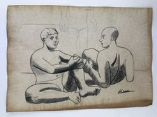 Pablo Picasso COA Art Painting Original Drawing Vintage Paper Signed