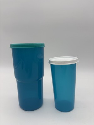Tupperware Tumblers Set of 2 Blue w Lids 500ml 260ml New