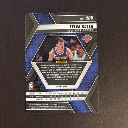 2024-25 Panini Mosaic - Rookies Tyler Kolek #208 Reactive Blue Mosaic Prizm (RC) - Picture 2 of 2