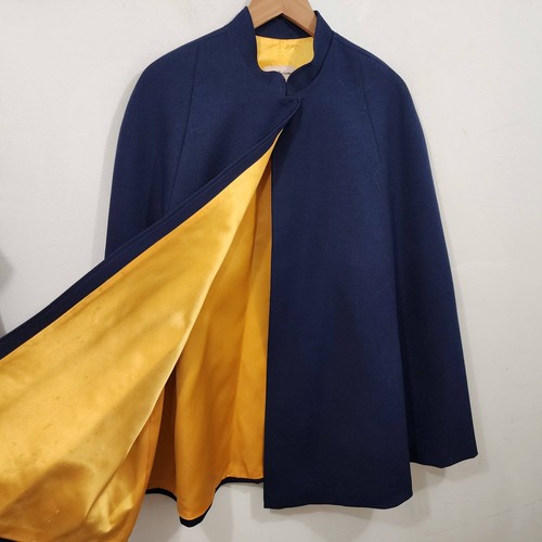 Traditional Navy Nurses Cape Navy PolyWool Blend Gold Satin Polyester lining