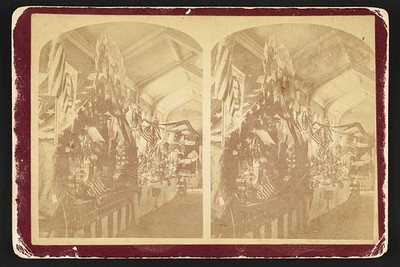 Photo:1876 Metropolitan Fair Stereoview Exhibition Hall Decor Flags