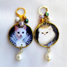 Handmade Asymmetrical Cat Earrings