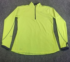 Nike Women's Neon Yellow Running Quarter Zip Pullover Dri-Fit Size Large