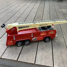 VTG Tonka City Of Blazedale Fire Rescue Truck Pressed Steel 24”, crank ladder