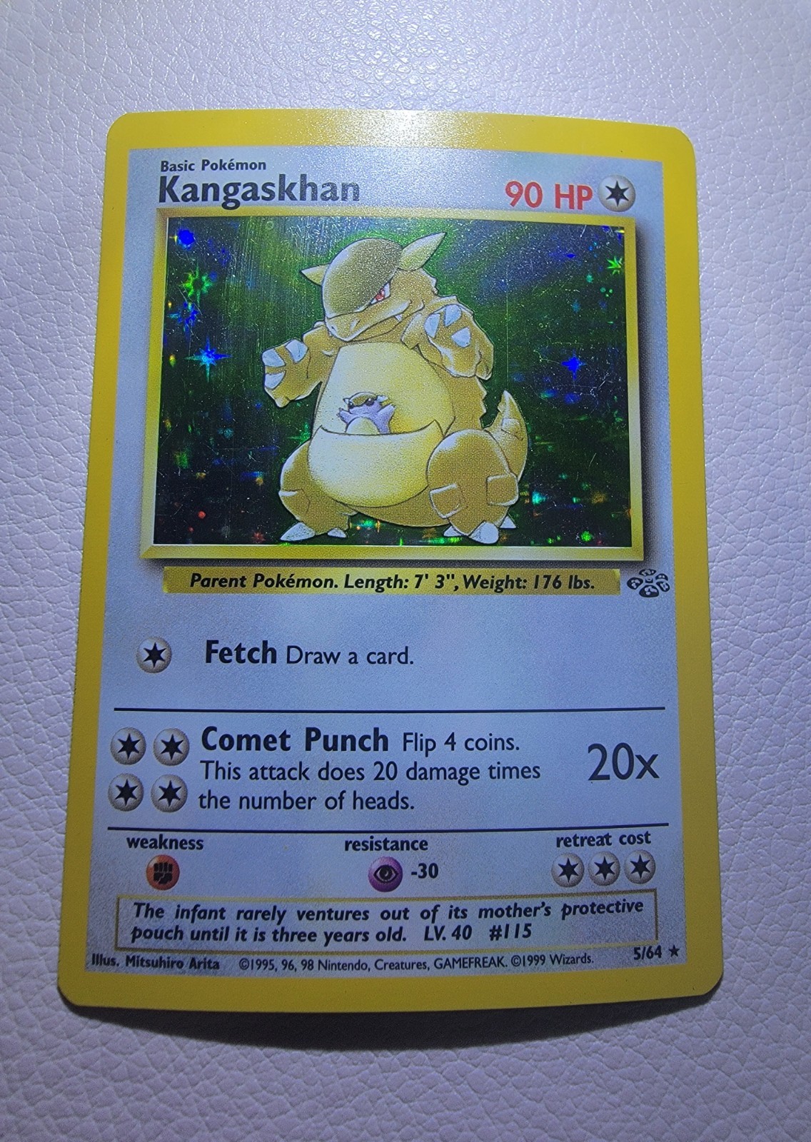 Pokémon TCG Kangaskhan Jungle Holo Card 5/64 Unlimited Rare, LP Condition