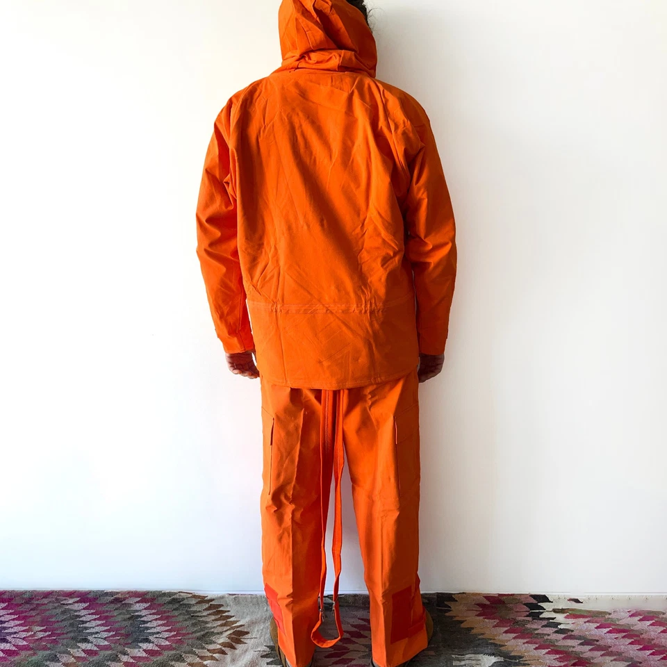 80s Vintage German Army NBC Chemical Protective Orange Mountain Smock Suit XL - Image 3 of 4