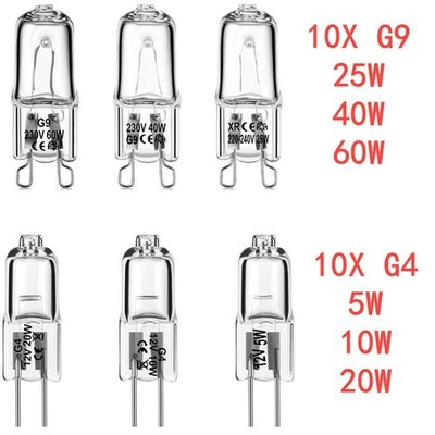 10X G4 G9 Halogenlampe 5W 10W 20W 25W 40W 60W Warmweiß Leuchtmittel Birne
