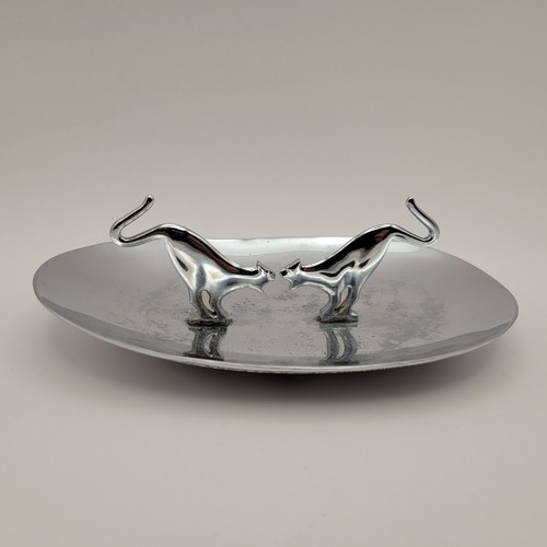 R. R. Hutcheson Pincherette Art Deco Two Cat Chrome Ashtray USA 1933 - Picture 1 of 12