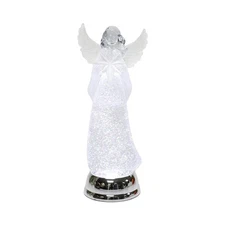Christmas Angel Snow Globe Water Spinner LED Light Battery Operated Glitter A...