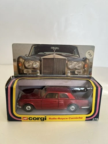 Vintage 1979 Corgi No279 Rolls Royce Corniche In Metallic Red In Original Box