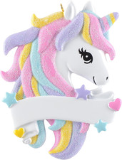 Personalized Unicorn Christmas Ornament - Colored Unicorn Horse Christmas Tre...