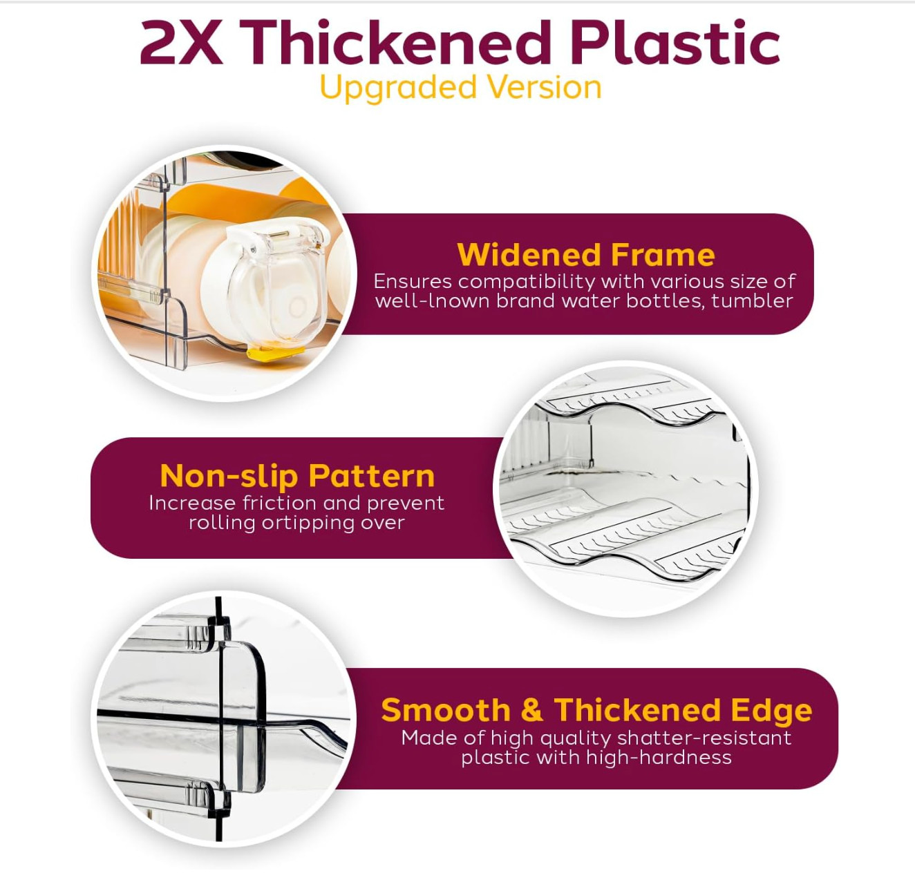 Water Bottle Storage Rack 4-Pack for 12 Tumblers w/ Acrylic Box for Straws New