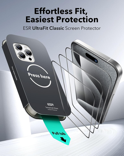 3 Pack for Iphone 15 Pro Max Screen Protector, Military Grade Shatterproof, 9H H - Picture 2 of 8